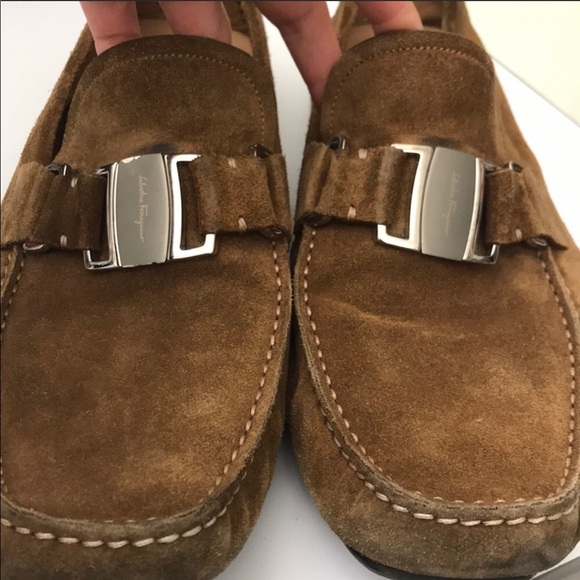 Salvatore Ferragamo Brown Suede Loafers main image 4